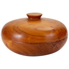 Used Decorative Turned Wood Bowl with Lid from New Zealand