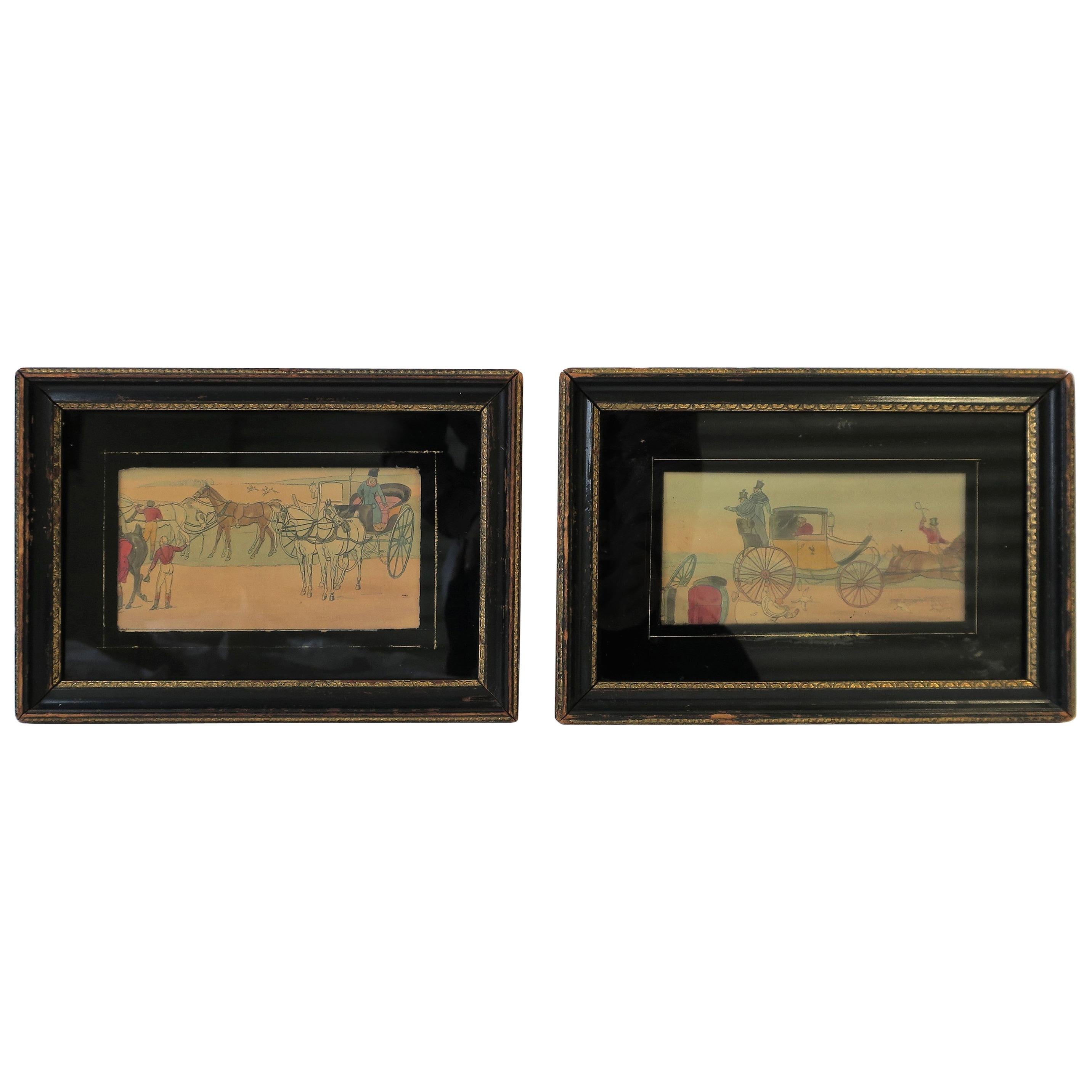 Antique Black and Gold Frames with Artwork