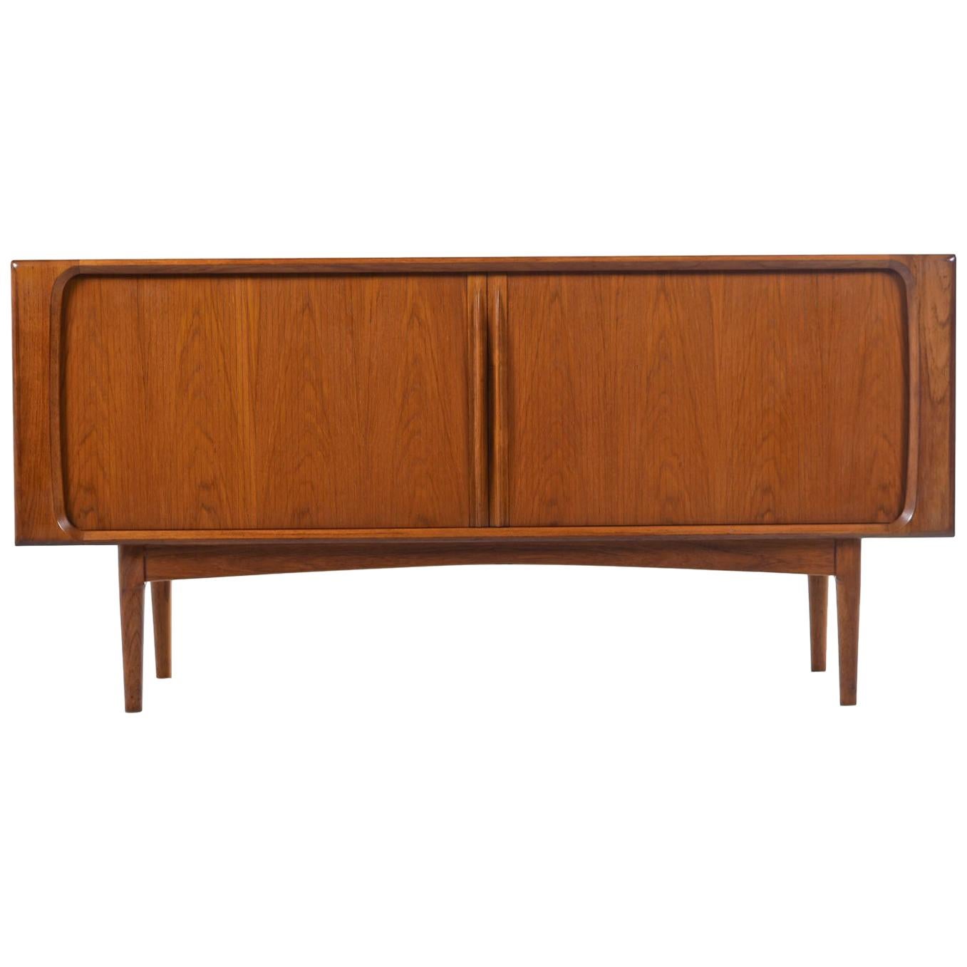 Vintage 1960s Bernhard Pedersen & Son Danish Tambour Teak Credenza Sideboard