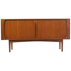 Vintage 1960s Bernhard Pedersen & Son Danish Tambour Teak Credenza Sideboard