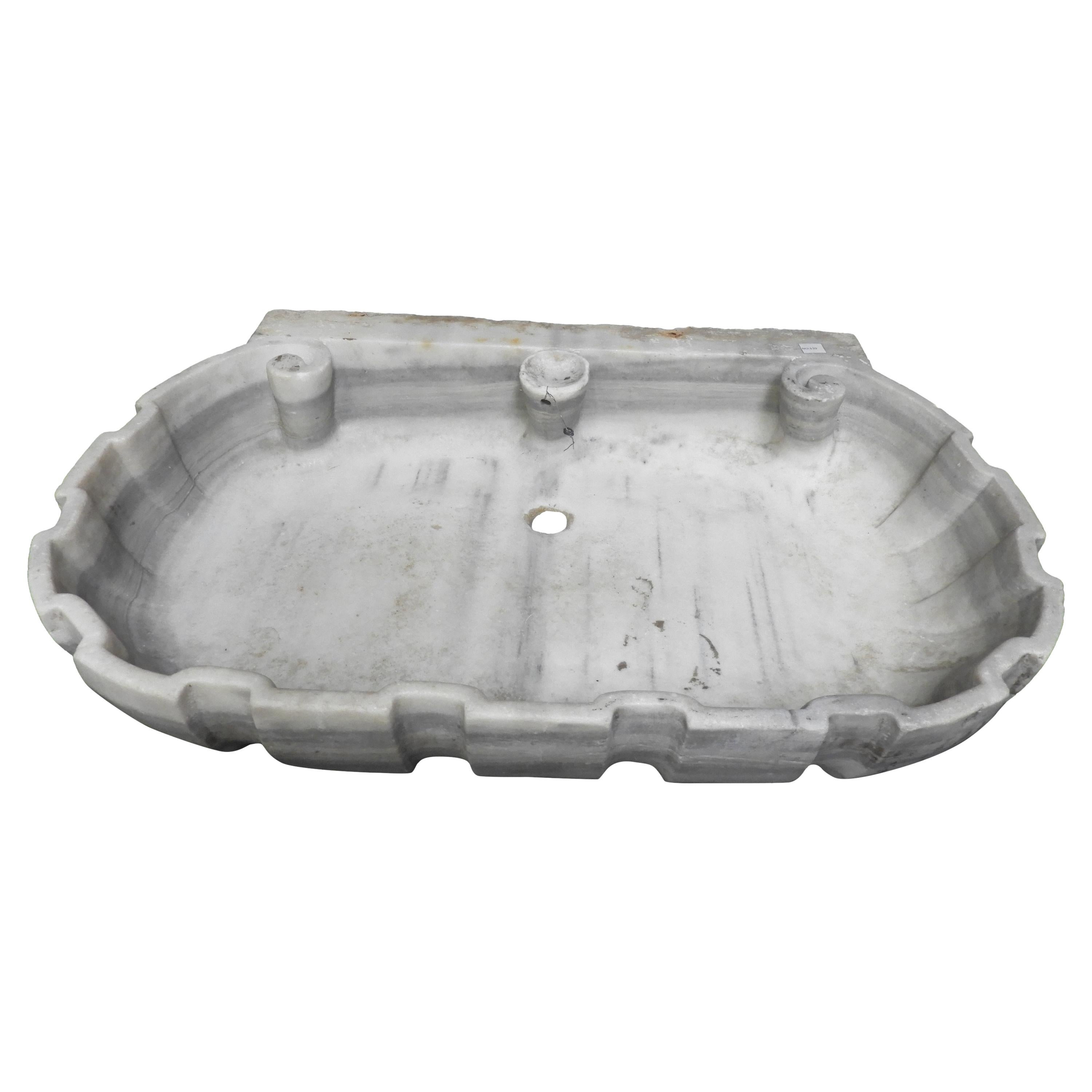 Antique White Marble Sink For Sale