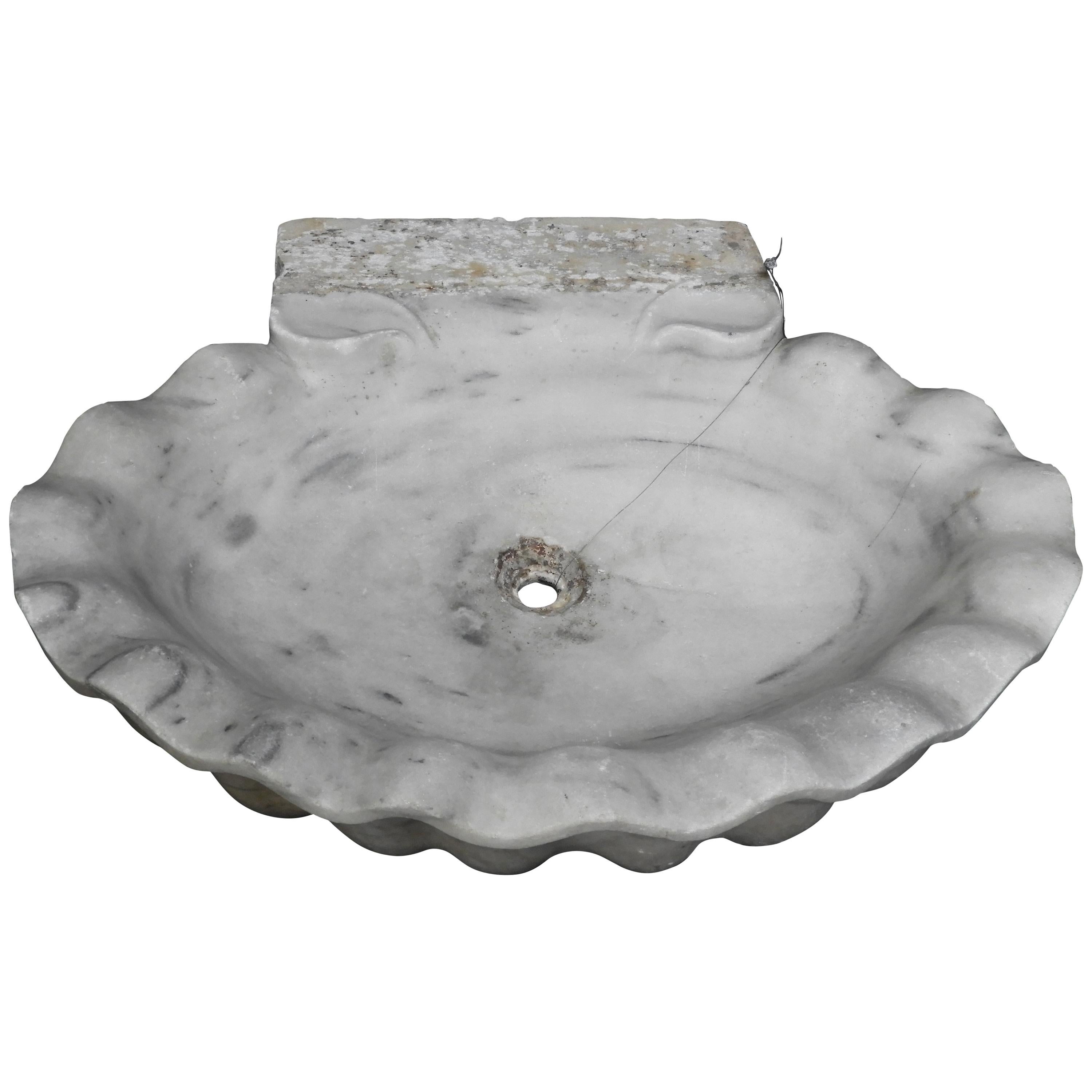 Antique 19th Century White Marble Sink For Sale