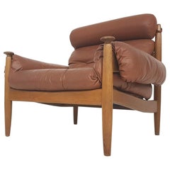 Eric Merthen for Ire Mobler Attr. Scandinavian Modern Leather Lounge Chair