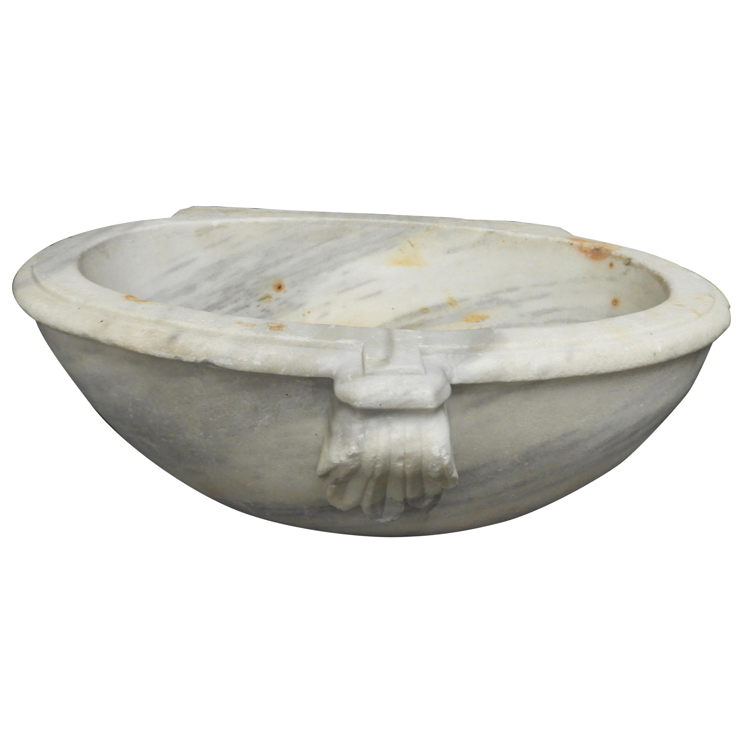 Antique 19th Century White Marble Sink For Sale