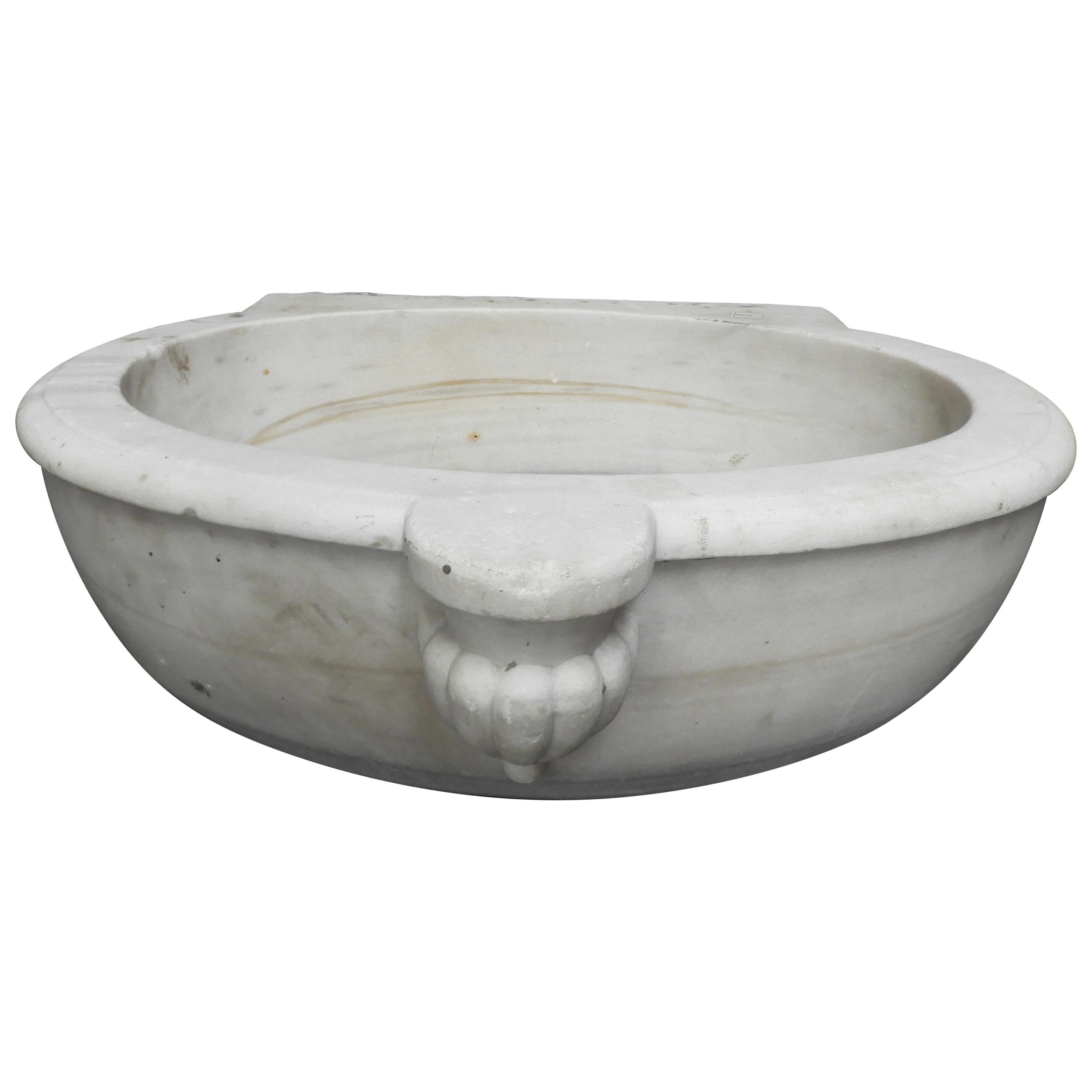 Antique 19th Century White Marble Sink For Sale