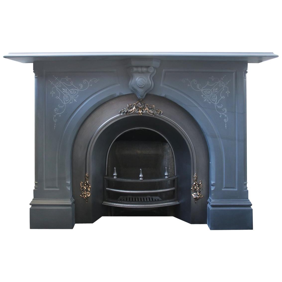 Substantial Mid Victorian 19th Century Carved Slate Fire Surround