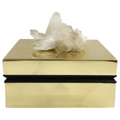 White Quartz and Brass Jewelry Deco Box