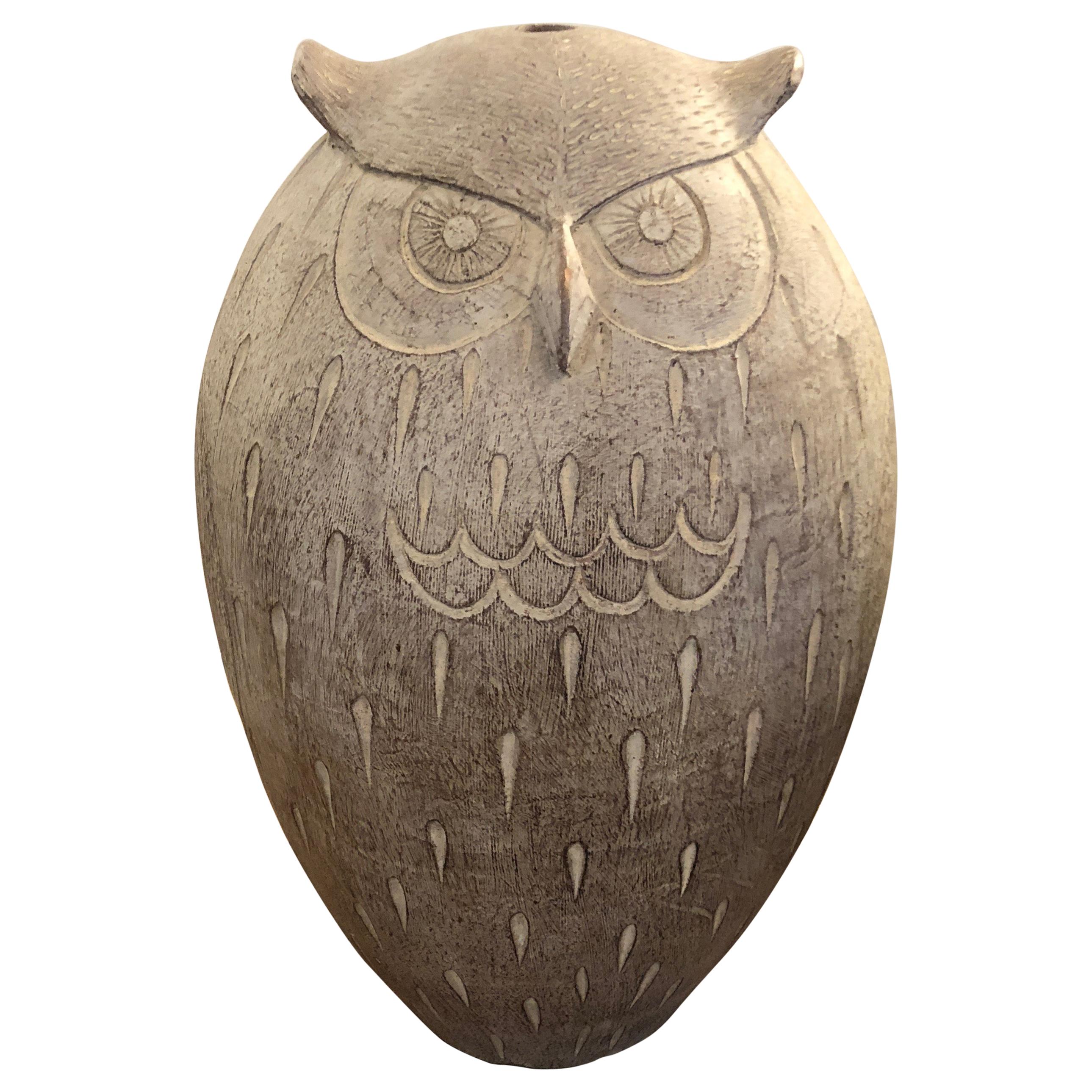 Special Very Large Terracotta Abstract Owl Sculpture