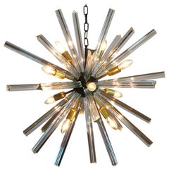 Exceptional Crystal Prism Sputnik Chandelier, Murano, 1990