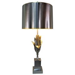 Corn Cob Bronze and Nickel Table Lamp by Maison Charles