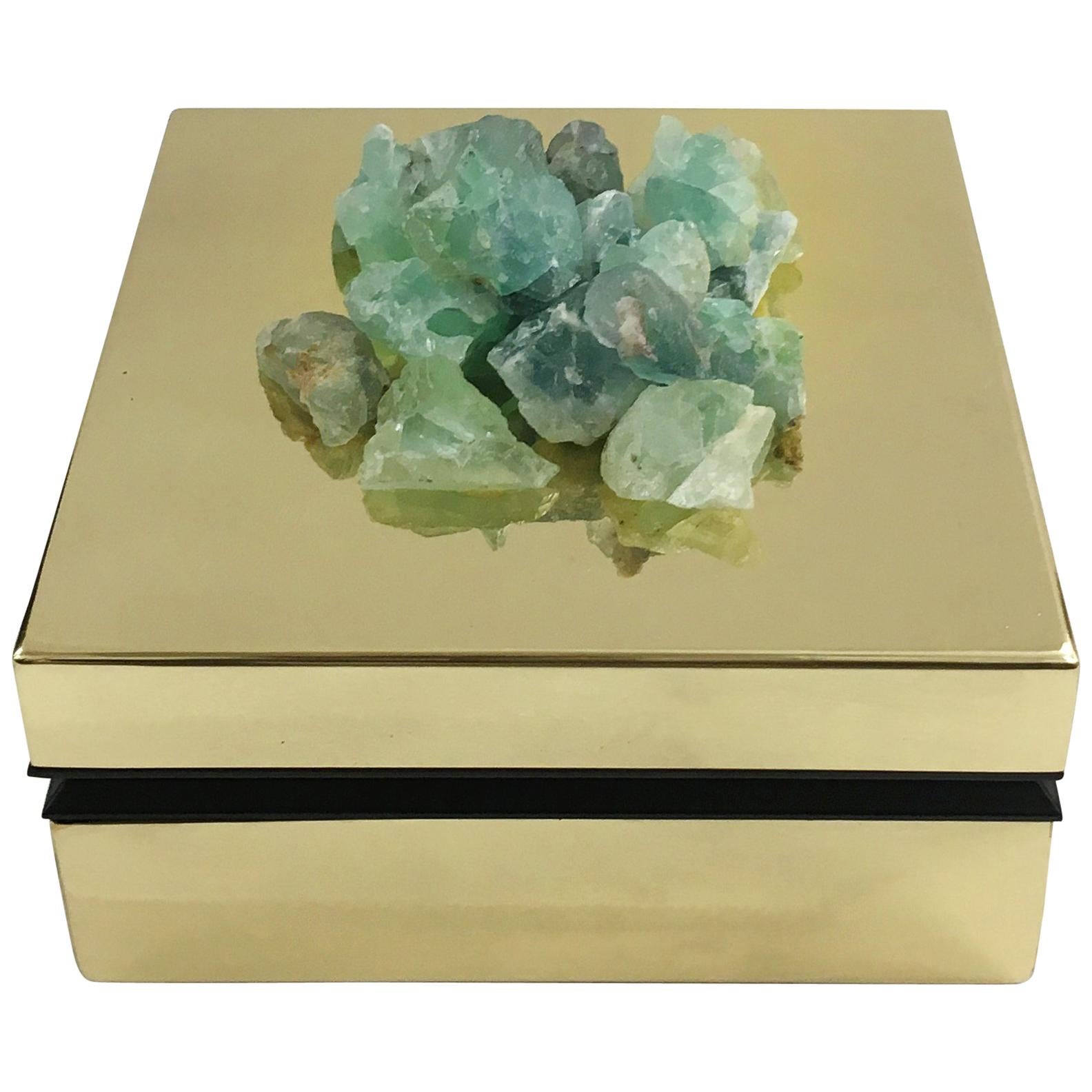 Fluorite and Brass Jewelry Deco Box