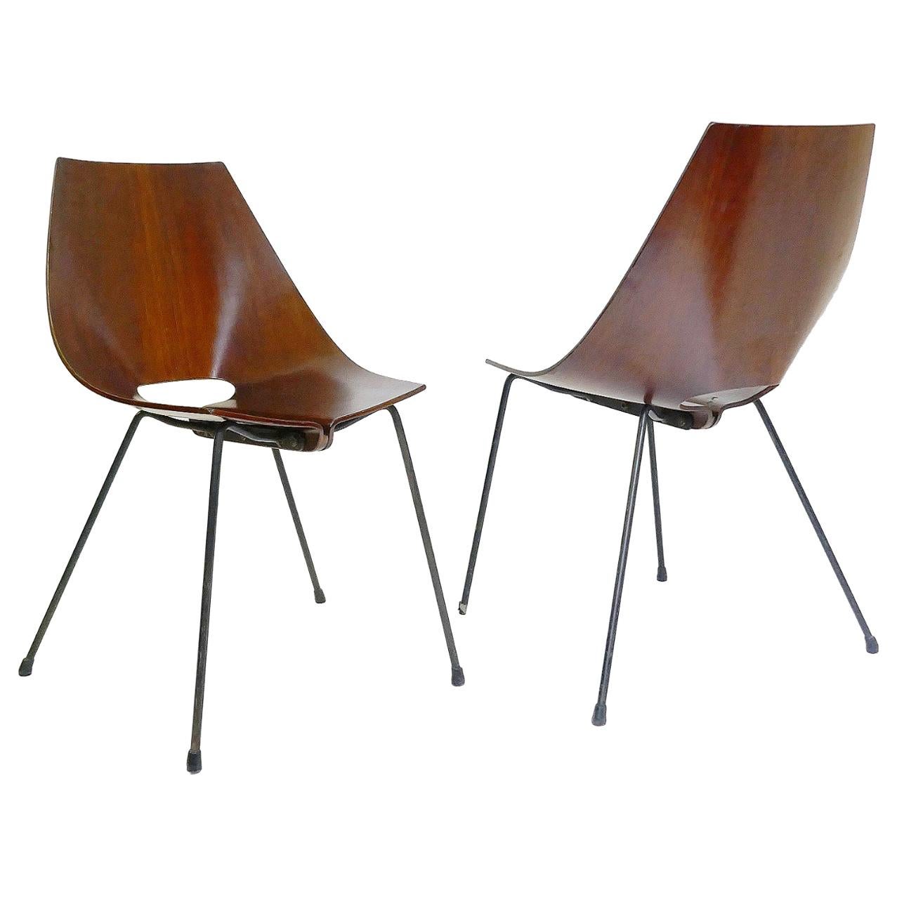 Set of Two Italian Chairs Designed by Carlo Ratti, circa 1960