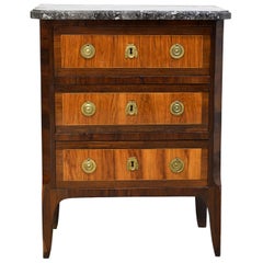 Small 18th Century French Louis XVI Chest in Rosewood & Amaranth w/ Black Marble