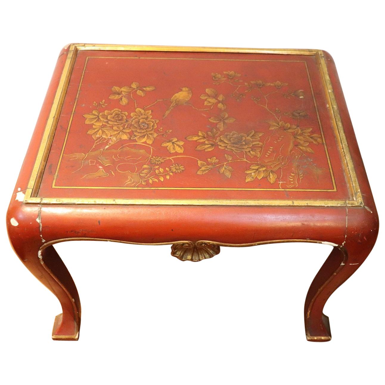 20th Century Lacquered and Painted Wood Japanese Side Table or Sofa Table
