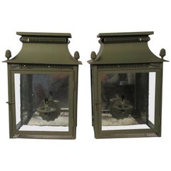 Pair of 1960s Italian Tole Sconces with Mirrored Backs