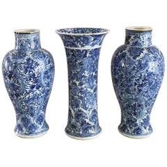 Chinese Kangxi Three-Piece Blue and White Garniture Set