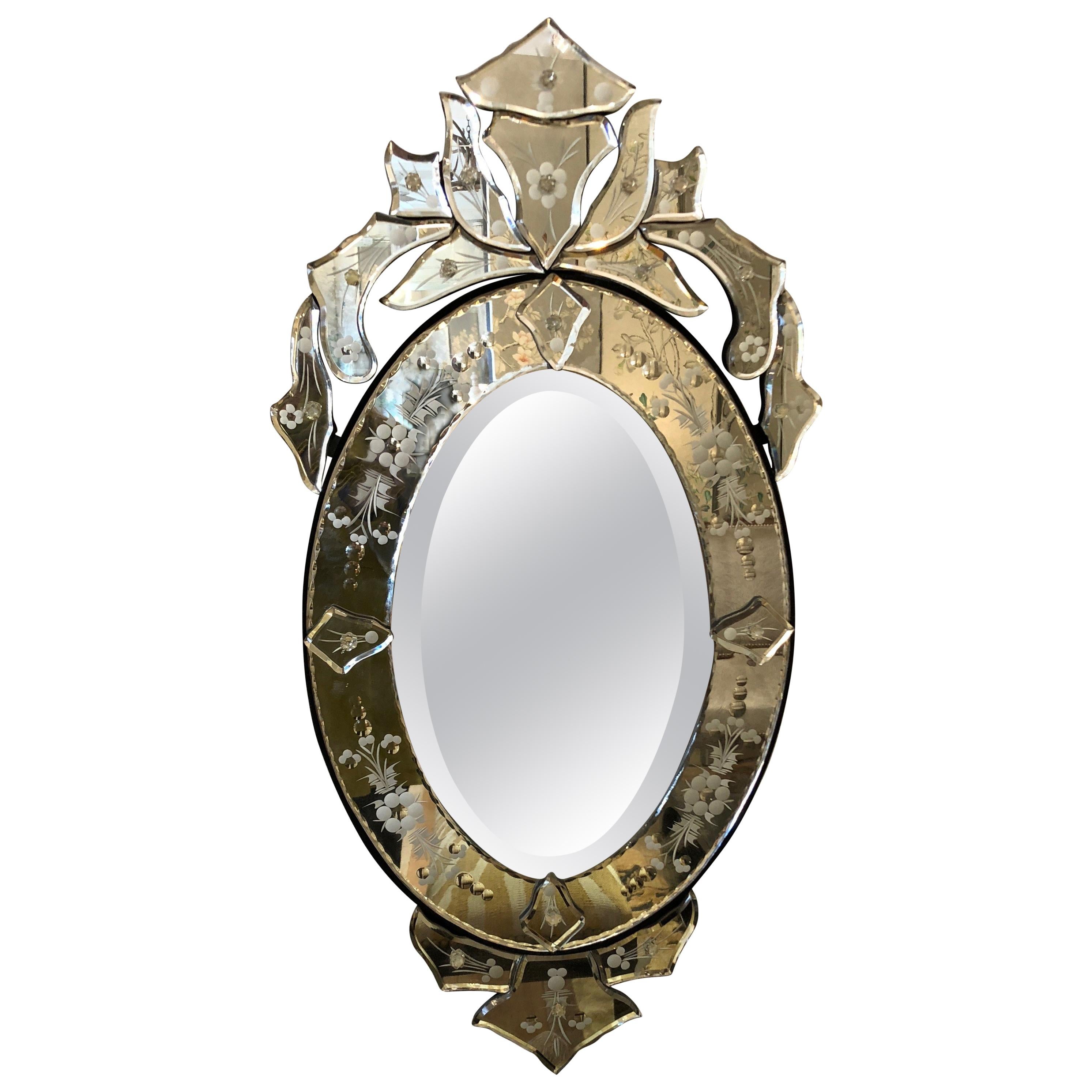 Small Sized Oval Venetian Mirror with Big Glitz Factor