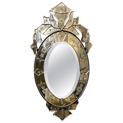 Small Sized Oval Venetian Mirror with Big Glitz Factor