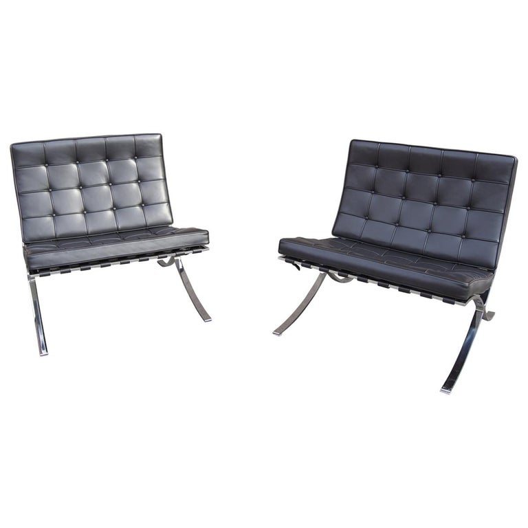 Pair Of Barcelona Chairs By Mies Van Der Rohe For Knoll At Pair Of Barcelona Chairs By Mies Van Der Rohe For Knoll