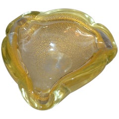 Cendrier:: attrape-objets:: bol en verre d'art de Murano aux reflets dorés Italie