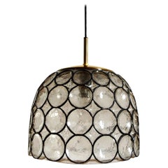 Huge German Vintage Glass and Brass Pendant Ceiling Lamp, 1960s