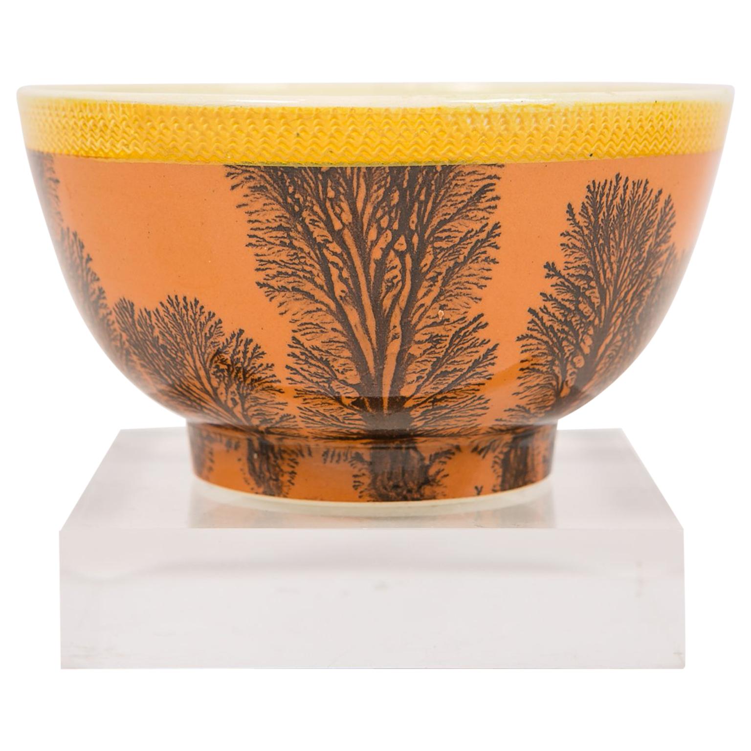 Creamware Mochaware Bowl Decorated with Trees circa 1800