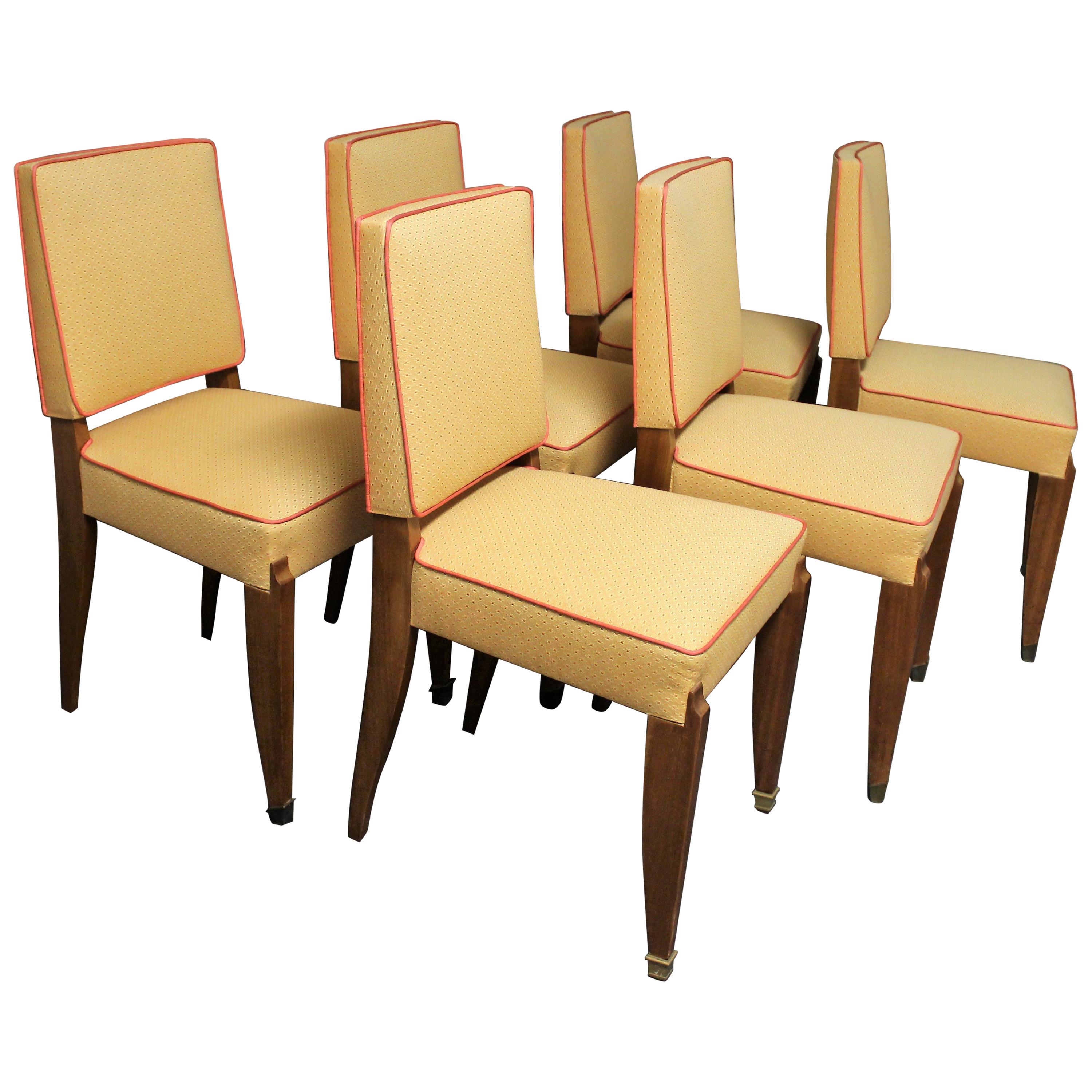 Six French Art Deco Dining Room Chairs