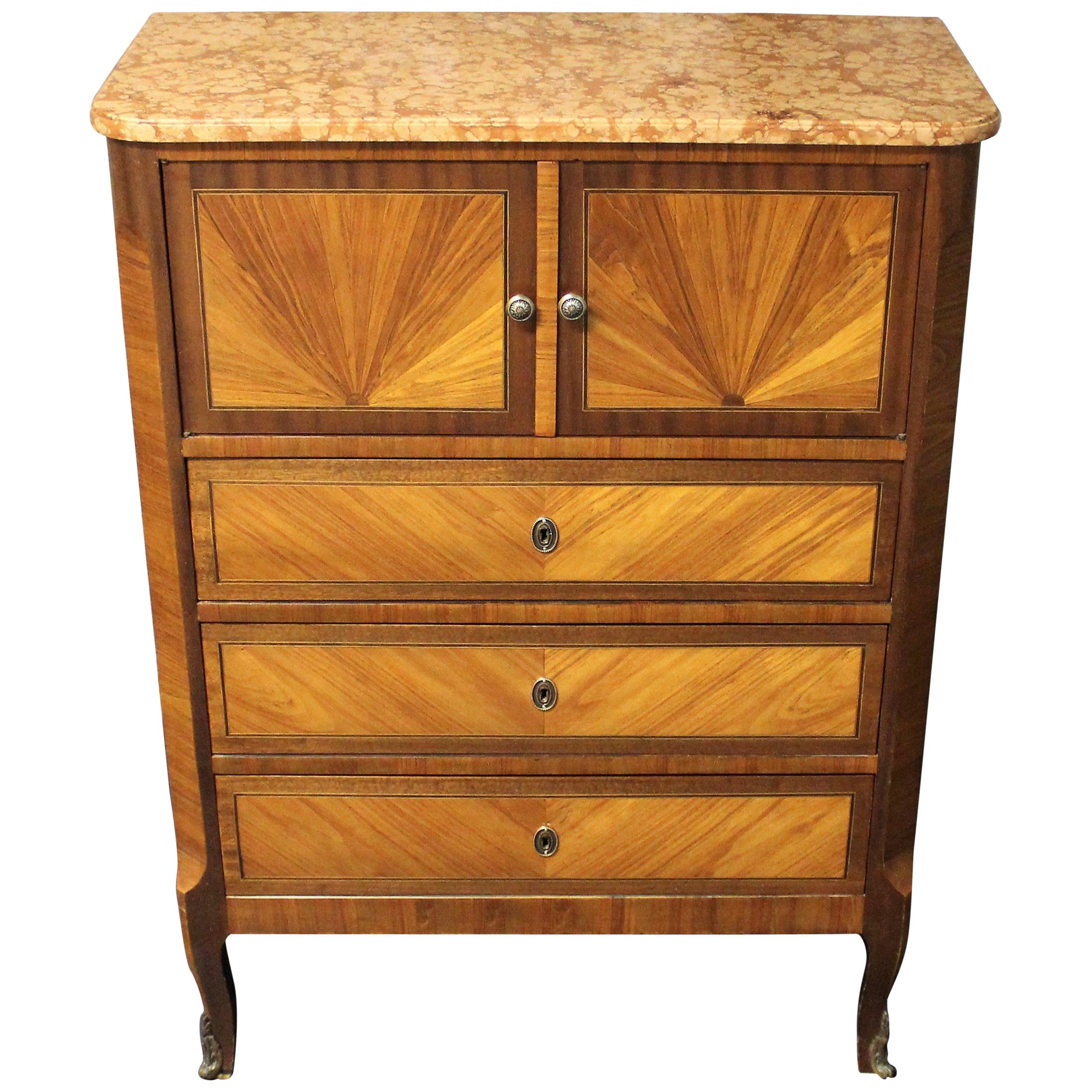 19th Century French Louis XVI Style Cabinet with Marble Top