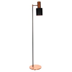 Studio Floor Lamp by Jo Hammerborg, Copper and Black Floor Lamp, 1963