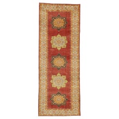 Vintage Turkish Oushak Wide Hallway Runner with Spanish Revival Style