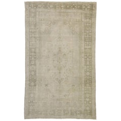 Used Turkish Oushak Rug with Mission Style and Muted Colors