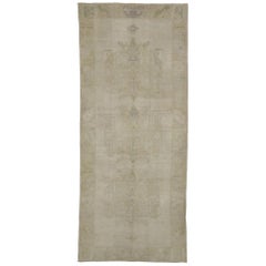Vintage Turkish Oushak Gallery Rug with Rustic Style and Neutral Colors