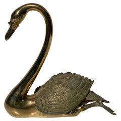 Life-Size Brass Swan Sculpture