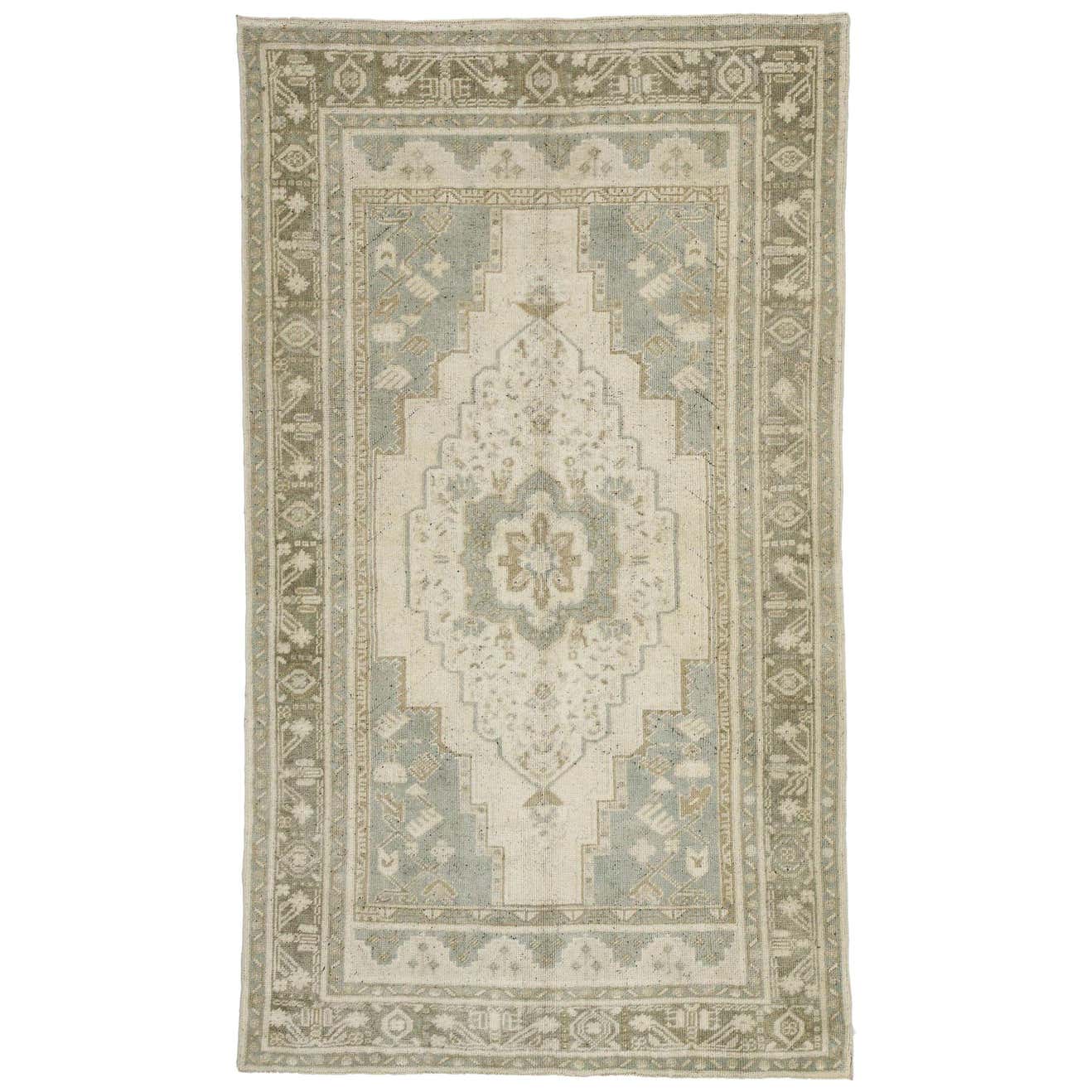 Vintage Turkish Oushak Rug with Modernist Chippendale Style For Sale at ...