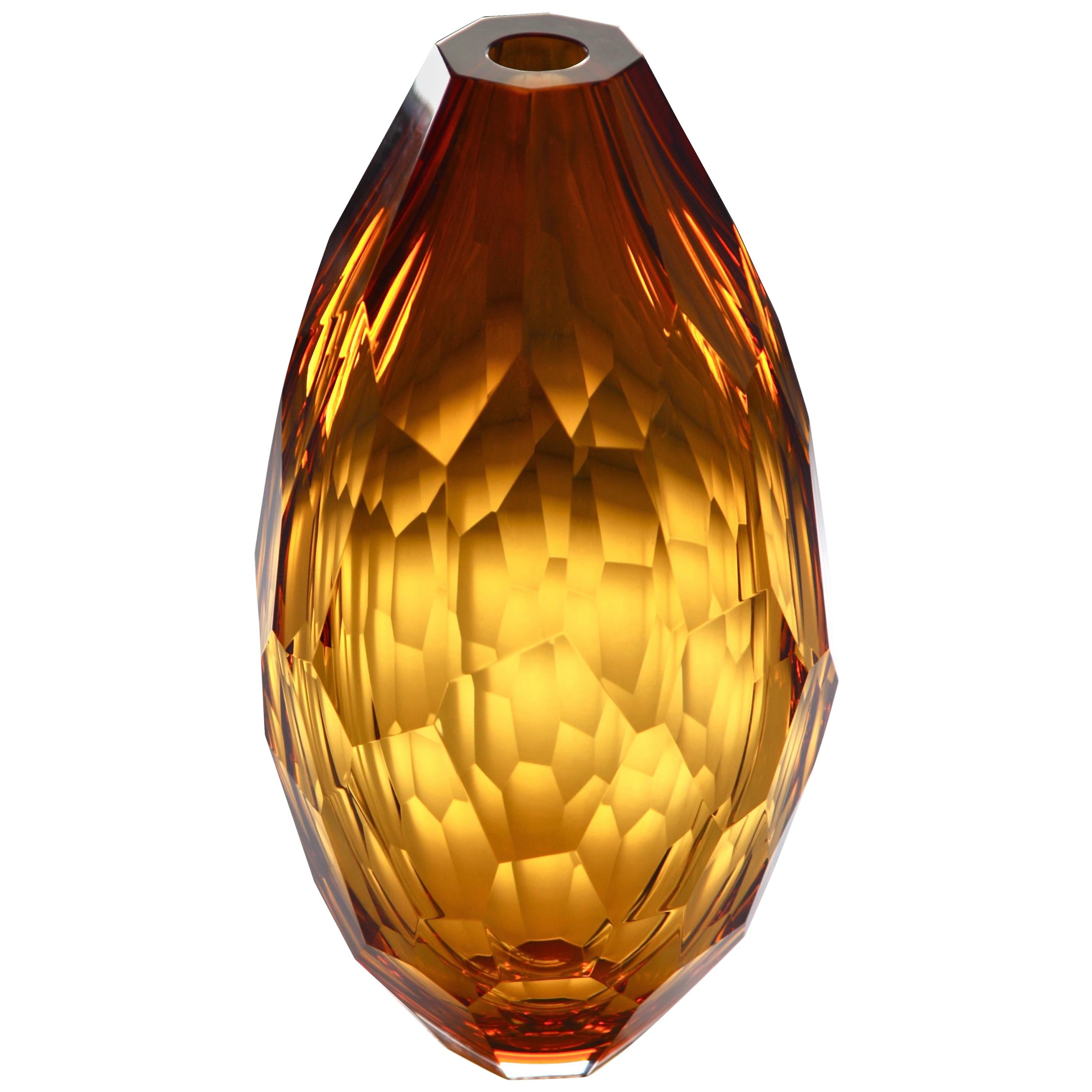 Arcade Murano Art Glass Vase "Euro Amber" Design by Ivan Baj For Sale
