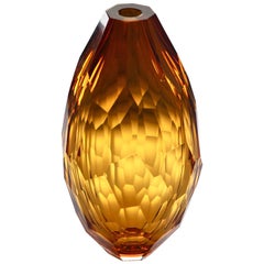 Arcade Murano Art Glass Vase "Euro Amber" Design by Ivan Baj