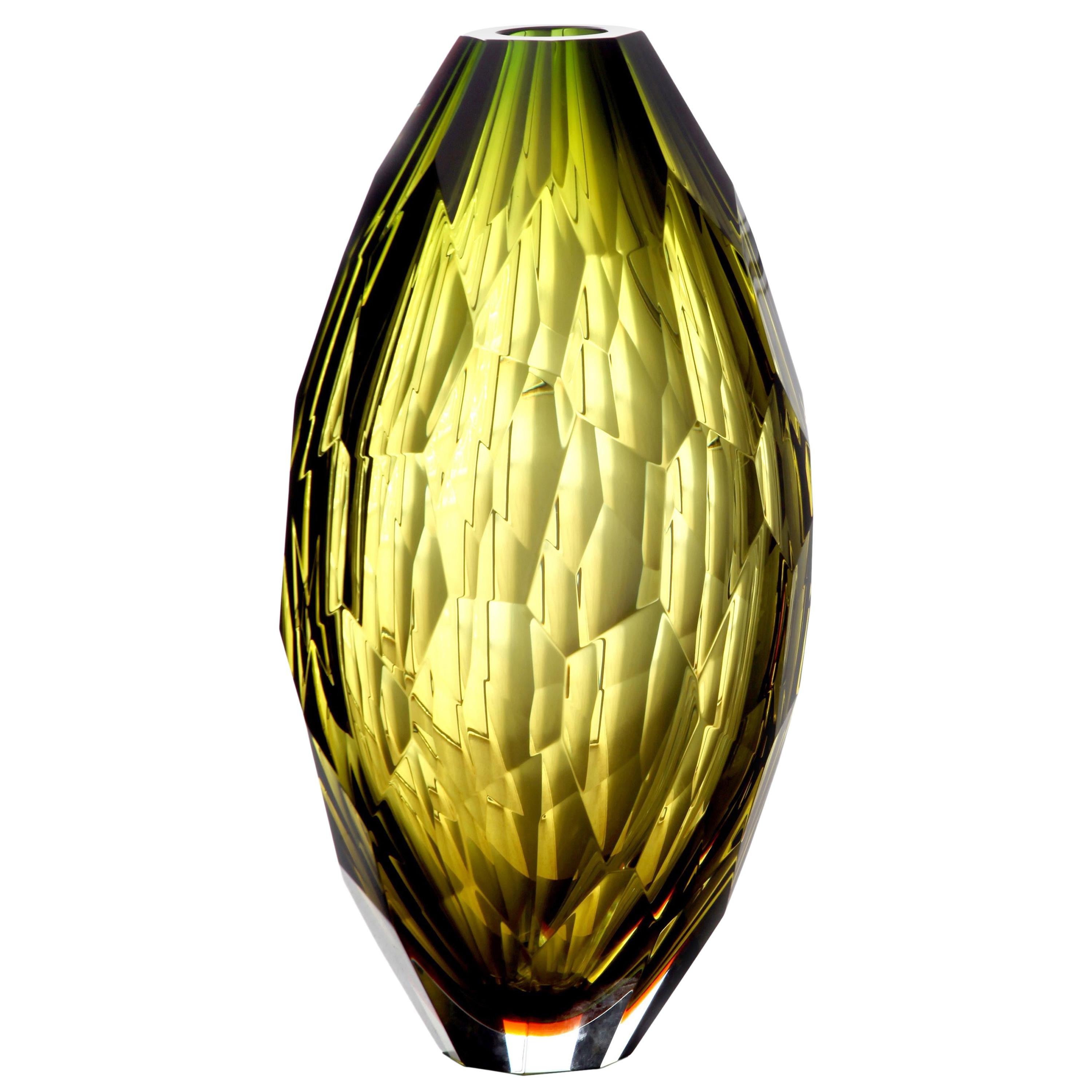 Arcade Murano Art Glass Vase "Euro Olive" Design by Ivan Baj For Sale
