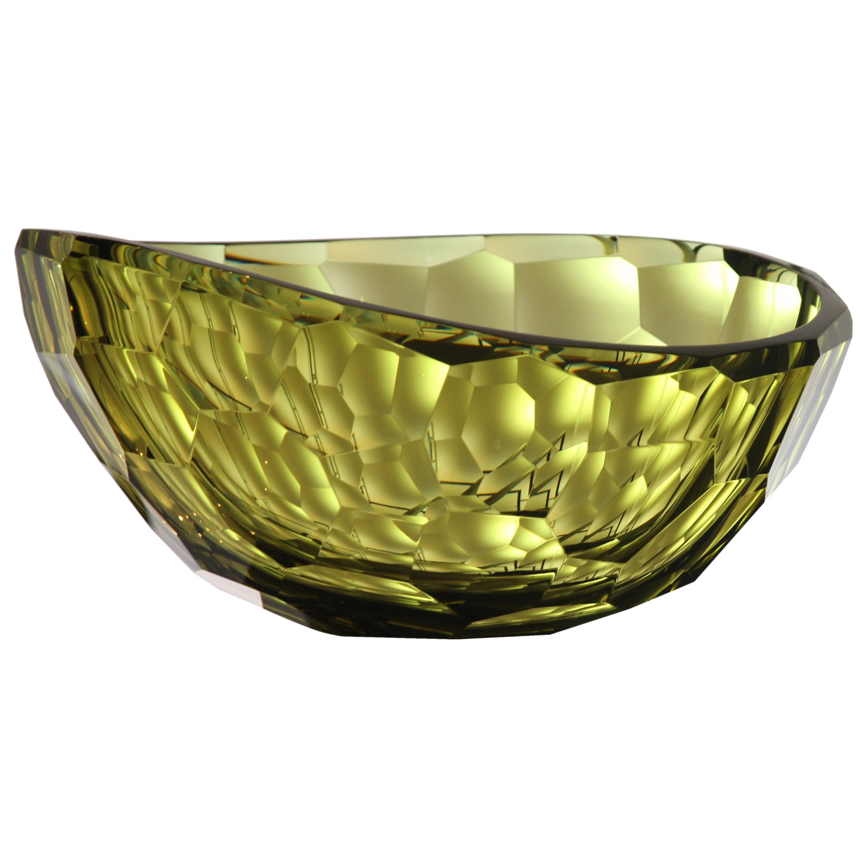 Arcade Murano Art Glass Bowl "Venus Olive" Design by Ivan Baj For Sale