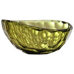 Arcade Murano Art Glass Bowl "Venus Olive" Design by Ivan Baj