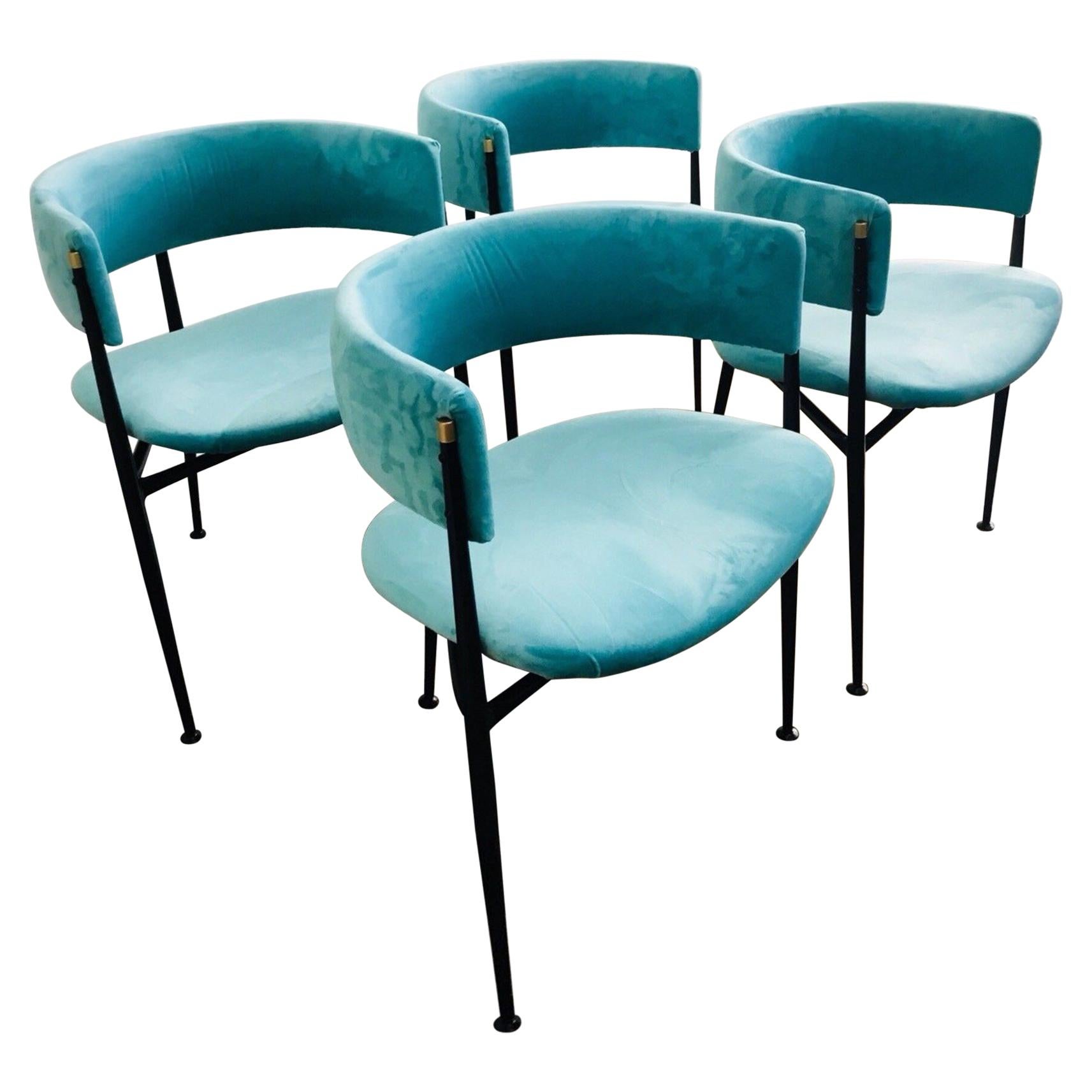 Midcentury 1950s Australian Atomic Age Set of Four Dining Chairs For Sale