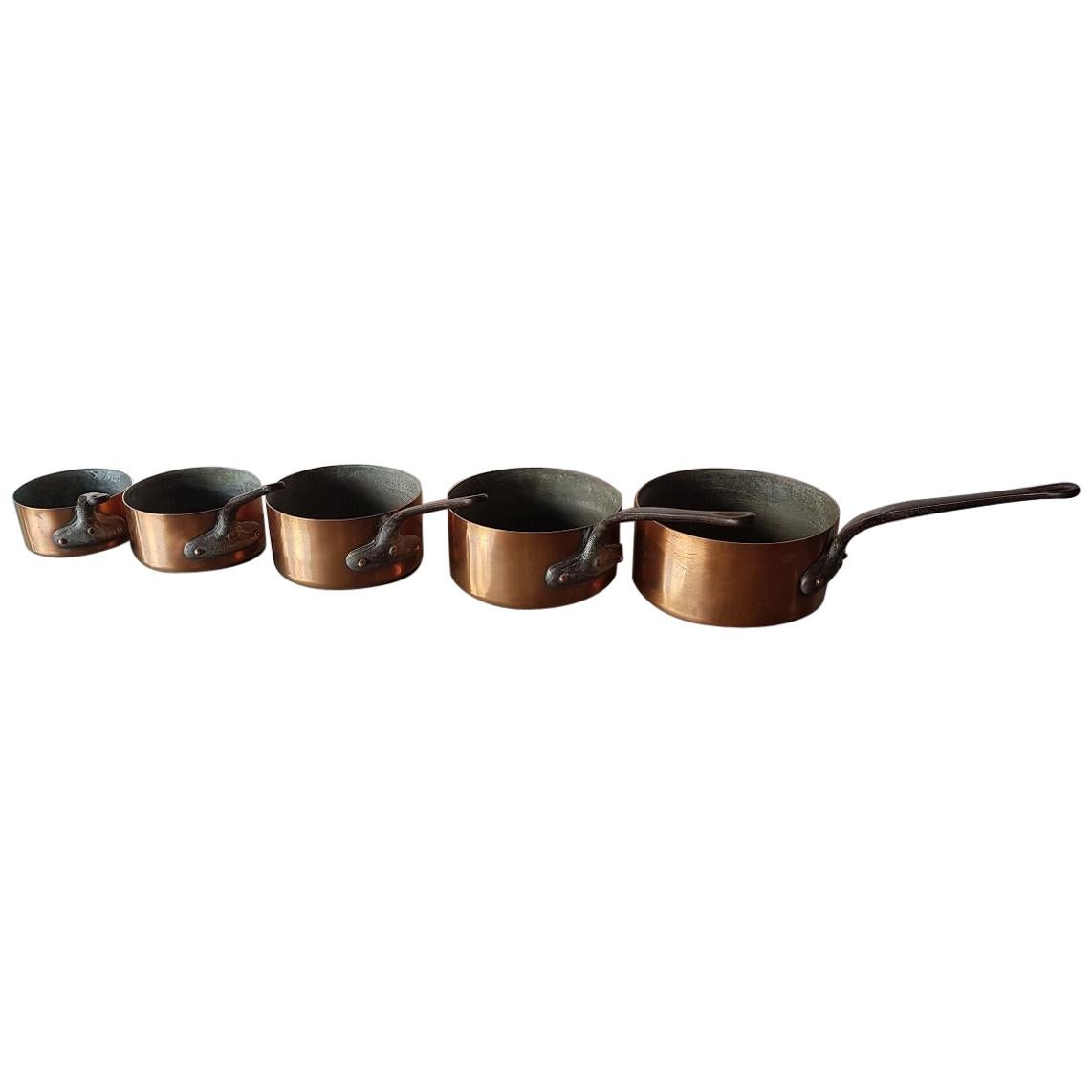Mid-20th Century French 5-Piece Copper Marked Havard