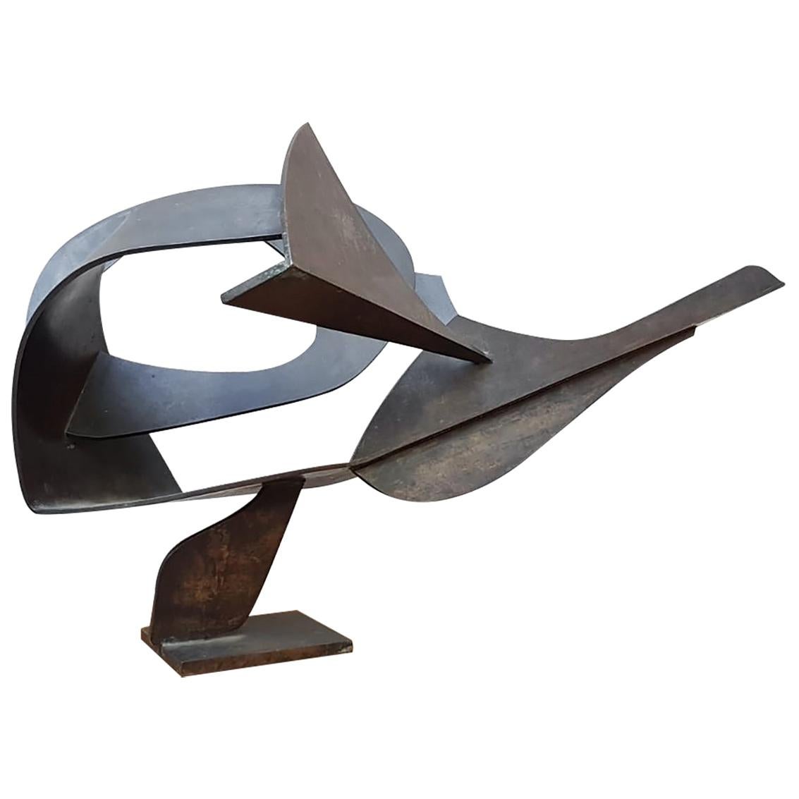 1970s Robert Fachard Abstract Constructivist Bronze Sculpture Unique Piece For Sale