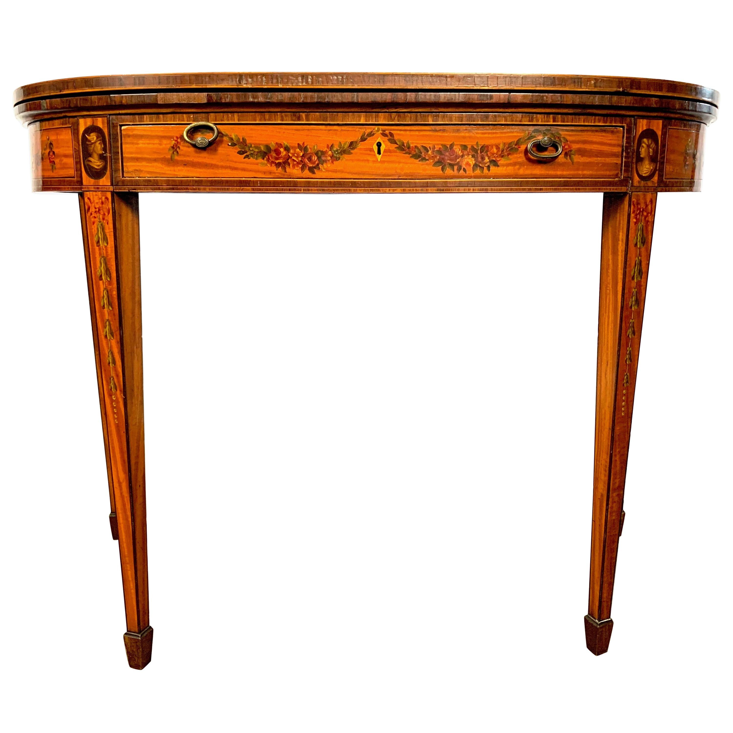 19th Century Sheraton Card Table For Sale