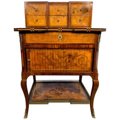 Used 18th French Satinwood and Marquetry Inlaid Desk
