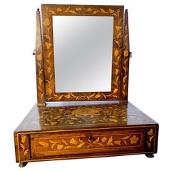 18th Century Dutch Walnut Inlaid Dressing Table Mirror