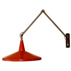 Vintage Red Dutch Modernist Wall Lamp by Wim Rietveld GISO 4050 Panama Lamp for Gispen