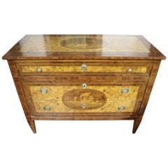 20th Century Italian Louis XVI Style Inlaid Wood Commode or Chest of Drawer