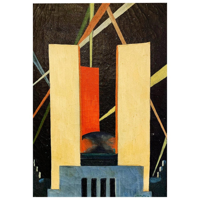 "Federal Building, Century of Progress Exposition," Brilliant Art Deco Painting For Sale