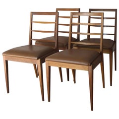 Vintage Set of 4 1970s Midcentury Teak and Vinyl Dining Chairs by McIntosh