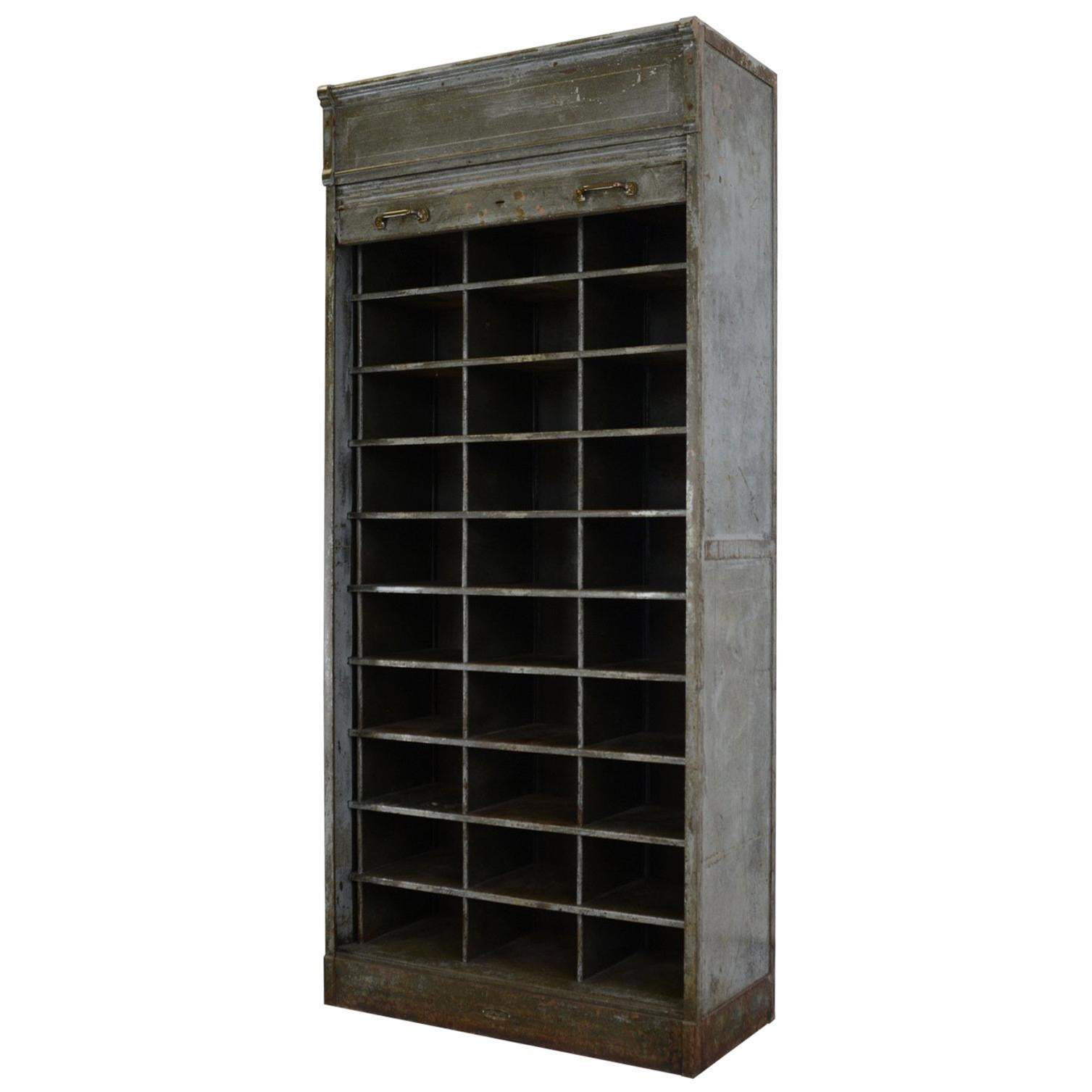 Large Industrial Tambour Fronted Cabinet by Strafor, circa 1920s